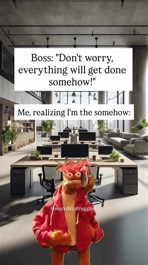 Me realizing I’m the “somehow” my boss keeps talking about. Follow @workdaystruggles for more relatable and funny work memes. workday struggles, 9-5 memes, overworked employees, corporate humor, relatable office life, boss expectations, worker burnout, 9 to 5 humor, work life comedy #relatablehumor #workdaystruggles #funnyworkmemes #workmemes #9to5life