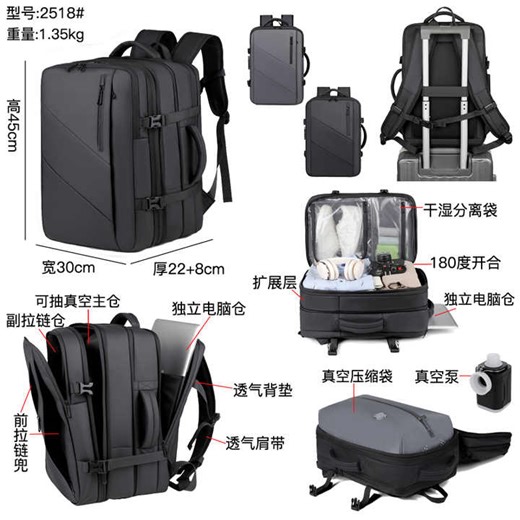Expandable Backpack Extra Large Capacity Waterproof Wear-resistant Travel Backpack Laptop Bag for Men