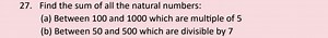 Find the sum of all the natural numbers:(a) Between 100 and 1... | Filo