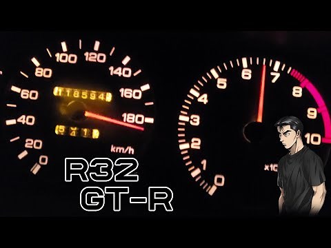 R32 GT-R. full acceleration test,cruise engine RPM,up to max speed. Initial D (NISSAN)