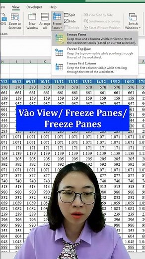 Mẹo cố định tiêu đề trong Excel | Nguyễn Thị Hường