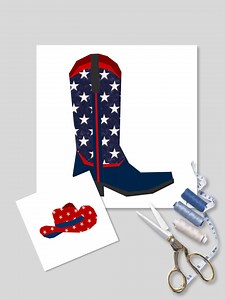 Cowboy Boot and Hat Set, 5 Sizes Each PDF Instant Download, FPP Patchwork Pattern - Etsy