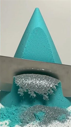 Neon Core Pyramid Slice | Realistic Glitter Foam ASMR 🔪💚