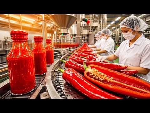 How Chili Peppers Become Hot Sauce | Factory Process Revealed