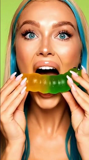 Giant Gummy Worm ASMR – Stretchy & Chewy Fun🪱 #asmr #food