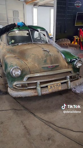 First Wash in 48 YEARS! 🚘💕 #BarnFind #ChevyDeluxe #ASMR #Detailing #Satisfying #DetailDane