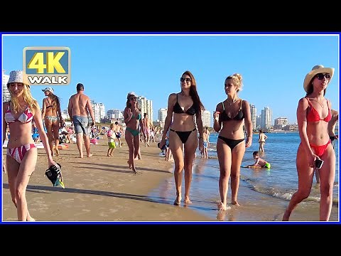 【4K】WALK in Uruguay at the beach in Punta del Este