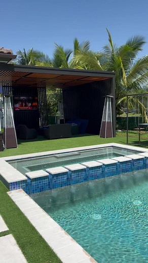 Modern Outdoor Patio Design with Swimming Pool and Grill