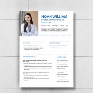 Dental Admin Assistant Resume | Canva CV - Etsy