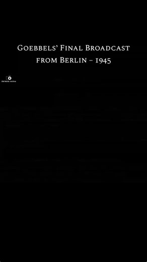 old world Archive on Instagram: "Goebbels’ Final Broadcast from Berlin – 1945 In the final days of World War II, as Soviet forces closed in on Berlin, Joseph Goebbels delivered what would become his last radio address. Recorded on April 21, 1945, inside the Flakturm Zoo bunker, he declared his intention to remain in the capital until the end. Just days later, he moved into the Führerbunker alongside Adolf Hitler. Ten days after this broadcast, Goebbels and his wife would take their own lives aft