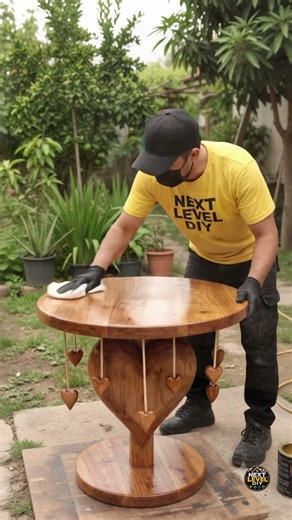 Building a Stunning Luxury Heart-Shaped Wooden Table ❤️✨ | DIY Furniture Making #shorts