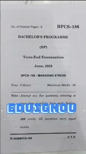 BPCS 186 Managing Stress | Complete IGNOU Notes + Important Questions | Dec 2025 Exam Preparation