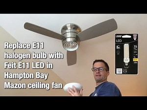 Dad Replaces Halogen E11 Bulb with Feit E11 LED in Hampton Bay Mazon Ceiling Fan