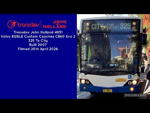 Transdev John Holland (4851) Volvo B12BLE Custom Coaches CB60 Evo 2 325 To City