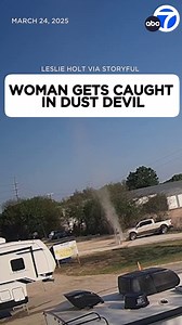 1.1M views · 11K reactions | Video captured the moment an unsuspecting woman in Texas was momentarily stuck in a dust devil. The woman said she was walking to her car when she suddenly felt a gust of wind. | ABC7 | Facebook
