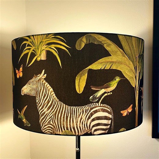 Zebra Jungle Lampshade: Safari Animal Print Drum Shade – Exotic Tropical Decor - Etsy