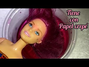 How to paint Barbie's hair with crepe paper #barbie #viral #youtube