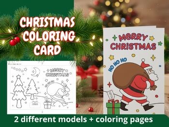 Christmas Coloring Card, Kids Printable Holiday Activity (PDF)