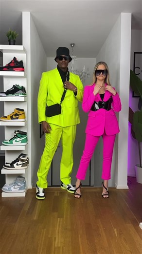 Neon Couple Outfits Transition TikTok Video