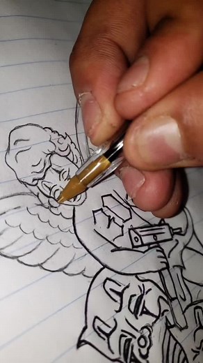 Angel Holding Gun Tattoo - Smile Now Cry Later Ink