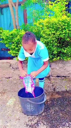 Learning to wash our handkerchief👏