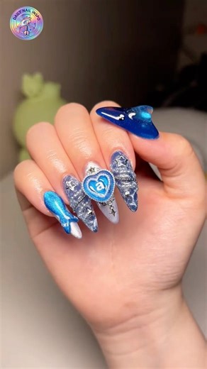 Gawr Gura Shark Nails 🦈 Ultimate 3D Art! #Shorts #Nails #3DNails #SharkNails #VTuber