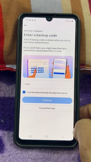enter backup code instagram
