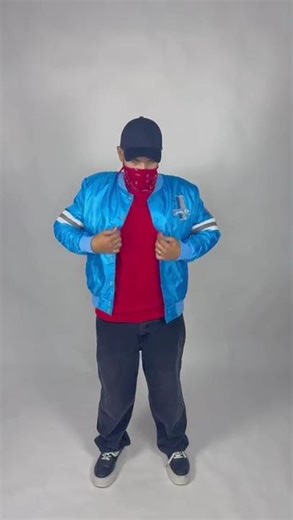 Colt Detroit Lions 80s Sky Blue Satin Varsity Jacket #fashion #vanquishe #streetwear #varsityjacket