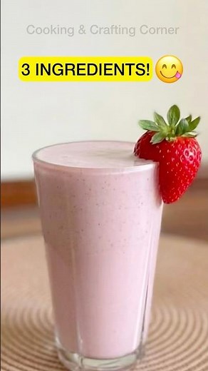The PERFECT 3-Ingredient Strawberry Milk.🍓🥛No other additions! #shorts #strawberrymilkshakerecipe