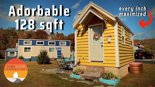 Their ADORABLE 128 sqft Tiny House 🏡 shell by Incredible Tiny Homes & finished by the owners - all for $30k! | Tiny House Expedition