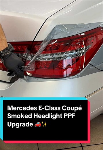 Mercedes E-Class Coupé Smoked Headlight PPF Upgrade 🚗✨ This Mercedes E-Class Coupé gets a fresh, modern look with one of the simplest and safest mods you can do at home. We’re tinting the headlights using protective, light-smoking PPF, combining style and protection in one clean move. The result is subtle, premium, and perfectly matched to the elegant coupe lines—no paint, no permanent changes. This method is ideal for anyone who wants a fast visual upgrade without risking damage. Smoked PPF no