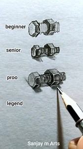 How to draw Nut and Bolt 🔩? . . Art by @sanjay_m_arts . . #artreels #artreel #aestheticart #artaesthetics #aestheticpainting #arttherapy #artprocess #artvideo #artvideos #nut #processvideo #artinprogress #bornoninstagram #indianartist #bolt #nutbolt #relaxingart #satisfyingvideos #satisfyingart #reelitfeelit #reelkarofeelkaro #artistoninstagram #positiveart #drawing #drawingoftheday #pencildrawing #sketch #sketchbook #sketching | Sanjay m Arts