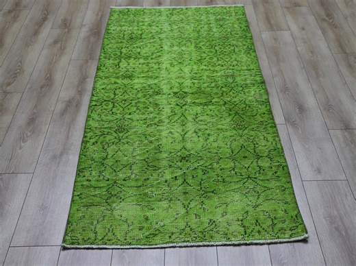 Green Runner,oushak Runner,3x7ft Rug,hallway Rug,entryway Runner,overdyed Rug,ombre Decor,kitchen Runner,green Turkish Runner,handmade Rug - Etsy