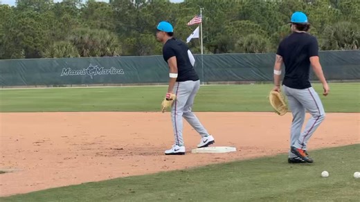 WATCH: ECU Baseball alum Connor Norby was fielding plays at first base on Tuesday. Marlins manager and fellow ECU Baseball alum Clayton McCullough said the plan is for Norby to also work at third base and the outfield. 📹 Christina Di Nicola, MLB.com | Pirate Radio 92.7FM Greenville