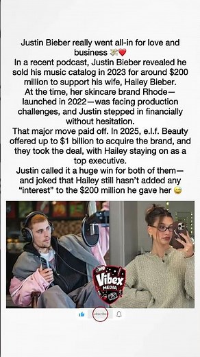 Justin Bieber Sold His $200M Catalog To Support Hailey's Brand 😍 #justinbieber #haileybieber #rhode