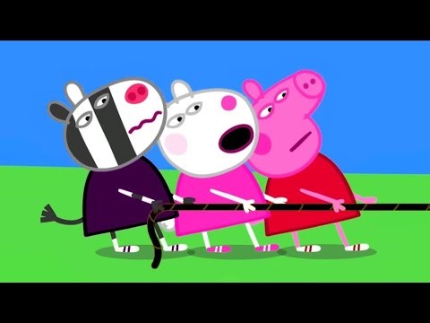 Peppa Pig plays tug of war but the rope breaks!- Peppa pig