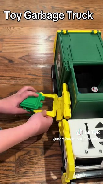 This toy garbage truck is so much fun to play with. It is a great educational toy as well for sorting trash and recycling! #toys #toddlersoftiktok #preschool #garbagetruck #communityhelper #learningtoys