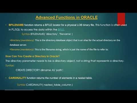 Advanced functions in Oracle SQL