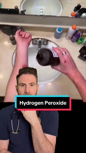 Using hydrogen peroxide to clean open wounds is generally not recommended because it can damage the tissue and delay the healing process. While it effectively kills bacteria, hydrogen peroxide is also cytotoxic, meaning it can harm fibroblasts and other cells needed for wound repair. This can prolong the time it takes for a wound to heal and may even increase the risk of scarring. Instead, mild soap and water or saline solution are typically advised for cleaning minor wounds. #hydrogenperoxide #