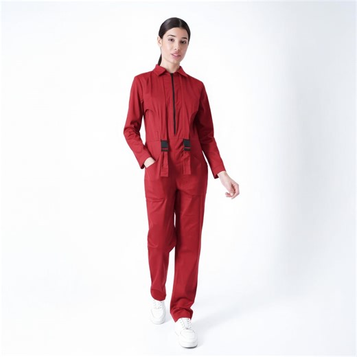 Red Cotton Utility Jumpsuit, Cyberpunk Rave Boiler Suit - Etsy