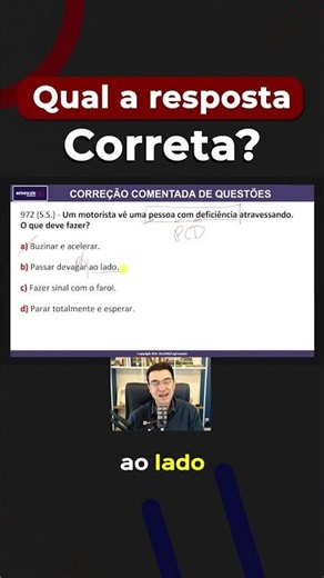Um motorista vê uma pessoa com deficiência atravessando. O que deve fazer? #legtransito #detran2026