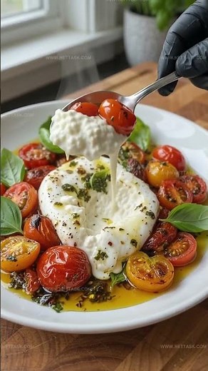 Burrata & Oven Roasted Tomato Salad #mediterraneandiet #recipe