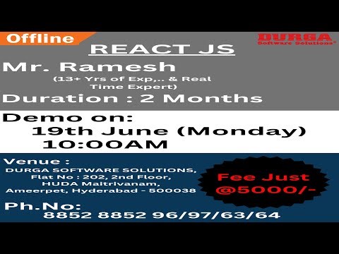 REACT JS Offline Training @ DURGASOFT