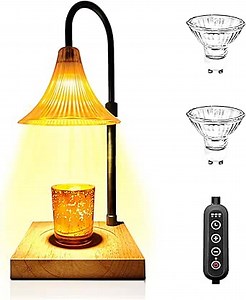 Dimmable Candle Warmer Lamp with Timer, 2 Bulbs, 4-level Brightness, Adjustable Height - Electric Flower Candle Warmer Fits Various Candles,Gifts for Birthday Mother’s Day Christmas,Home Bedroom Decor