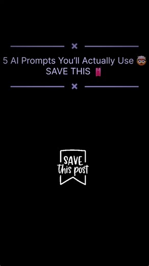 These 5 AI prompts will save you HOURS 💡 Use them for: • Emails • Work • Writing • Planning 🔖 Save this — you’ll need it again Follow @dailyaibits for practical AI prompts 🤖 #ai #aitips #aihacks #chatgpt #productivity