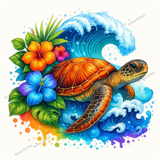 Tropical Sea Turtle Fabric Panel, Quilt Sewing Square, Multiple Sizes, Fc3v - Etsy