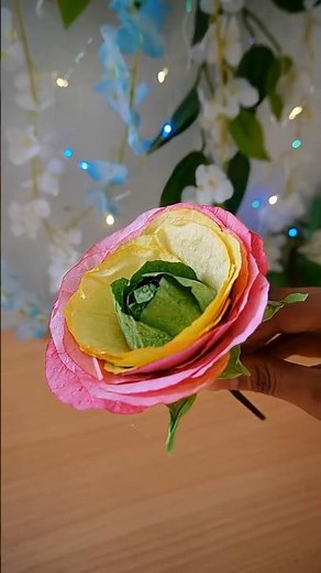 How to Make Aesthetic Rose With Tissue Paper/DIY Flowers Making Ideas with Napkin/short/viral