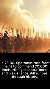 63K views · 364 reactions | In 73 BC, Spartacus escaped slavery with 70 others then led 70,000 rebels against Rome. From vine ropes to battlefield brilliance, he shook an empire. His courage still echoes today. | Lost in History | Facebook