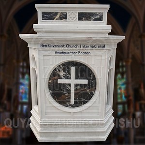 [Hot Item] Sample Customization White Marble and Black Marble Pulpit for a Church Preach