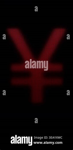 Yen Symbol Scanner Effect Animation, Digital Dot Particles on Dark Background, Red Scanning Dot Grid Currency Symbol, 4K Seamless Loop, Vertical Video 9:16 Stock Video Footage - Alamy